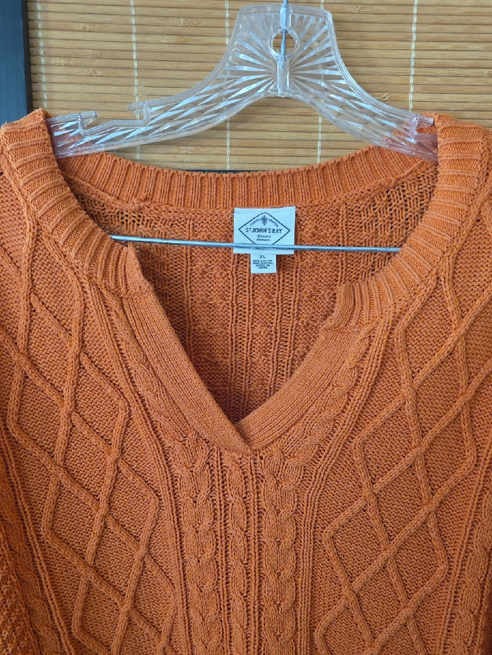 St. John's Bay Women's Cable Knit V-Neck Sweater - Rust